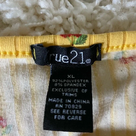 Cute mini cherry yellow tie up summer crop top belly shirt w ties around… - Picture 2 of 3